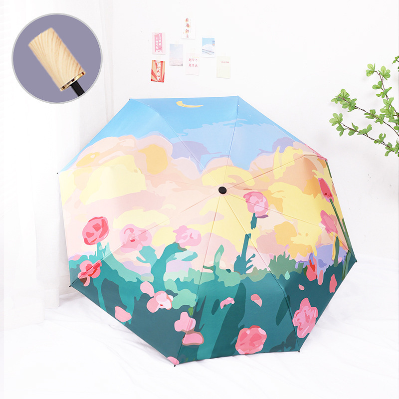 New Ins Style Sun Protection Sunshade Sun Umbrella for Girls Anti-Uv Cinnamon Dog Star Dew Cartoon Fresh Umbrella
