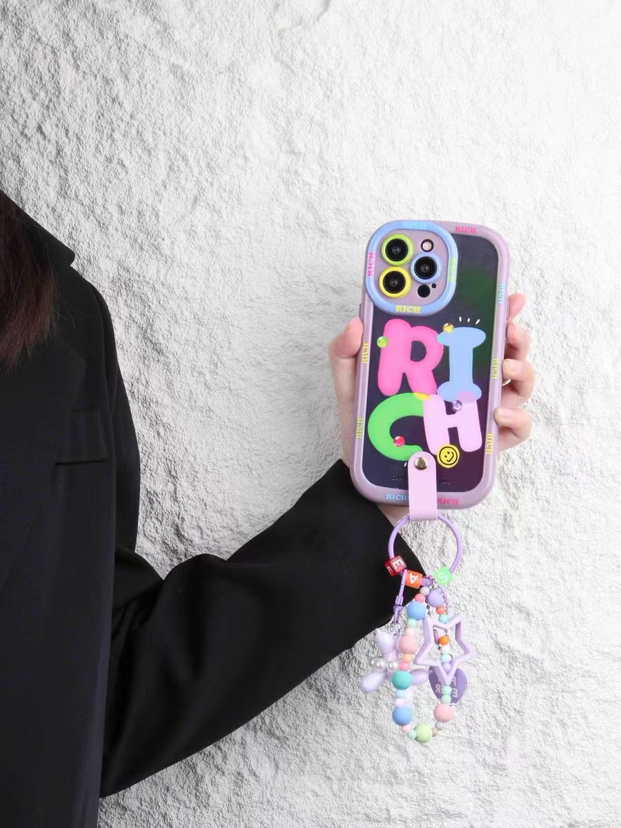 Blooming Rosa verde RICA carta de Apple 15ProMax clip trasero cordón 13/14 caja del teléfono para Huawei M50 suave