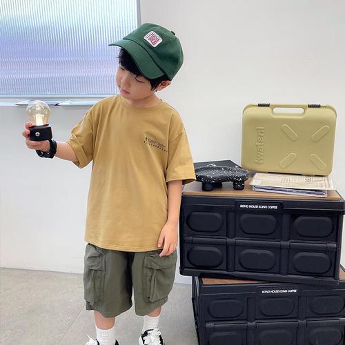 Boys' summer printed T-shirts, medium and large children's thin casual short-sleeved handsome Japanese baby T-shirts new children's clothing