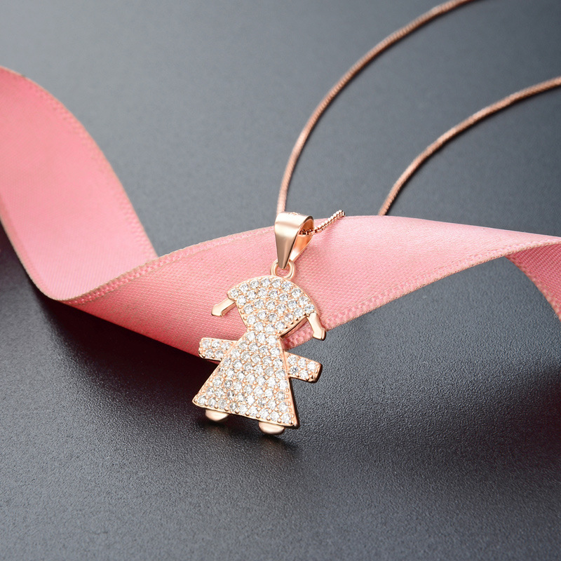 Japón y Corea del Sur ins simple 925 plata esterlina collar de chicas nicho transfronterizo femenino de alto nivel sensación de zircon colgante de niños cadena clavícula