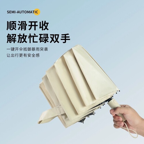New 60-bone automatic folding windproof sunshade with strong UV protection, large black rubber sunshade with logo printing capability.