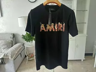 春夏新款阿米里棉质amiri火焰宽松套头T恤网红情侣款