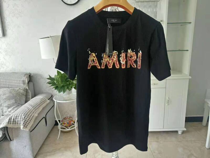 Spring and Summer New amiri CoTTon amiri Flame Loose Pullover T-shirT Popular Couple STyle