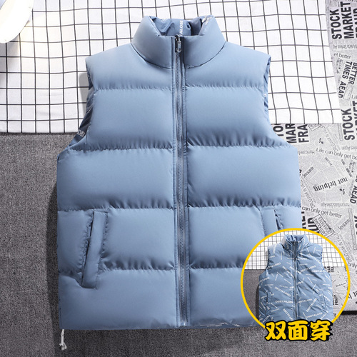 Cross-border hot style double-sided cotton vest for men in autumn and winter stand-up collar waistcoat down cotton vest jacket top