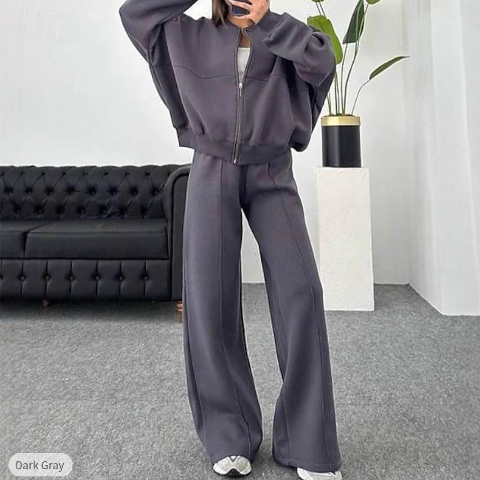 2025 Autumn and Winter New Amazon European and American Cross-Border Casual Sports Women's Fashion Street Style Long-Sleeved Jacket and Pants