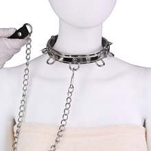 FX-XQ9003重金属BDSM风304不锈钢金属项圈调教牵引绳男女用情趣
