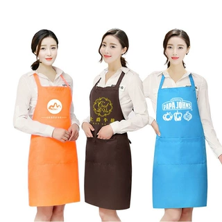 成人纯色工作服美甲美容店咖啡餐厅广告围裙印字logo批发