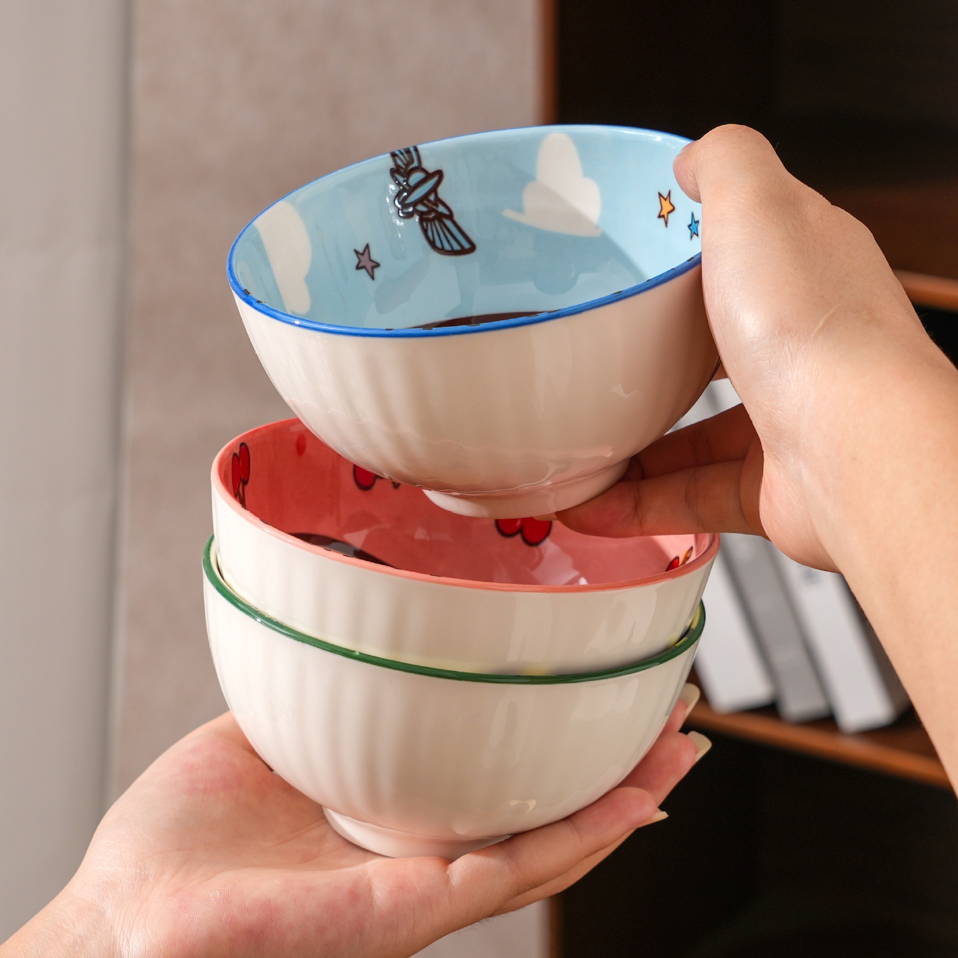 Toy Story Ceramic Arroz Bowl Set de dibujos animados para niños cubiertos caja de regalo casera lindo lindo lindo divertido tazón image 4