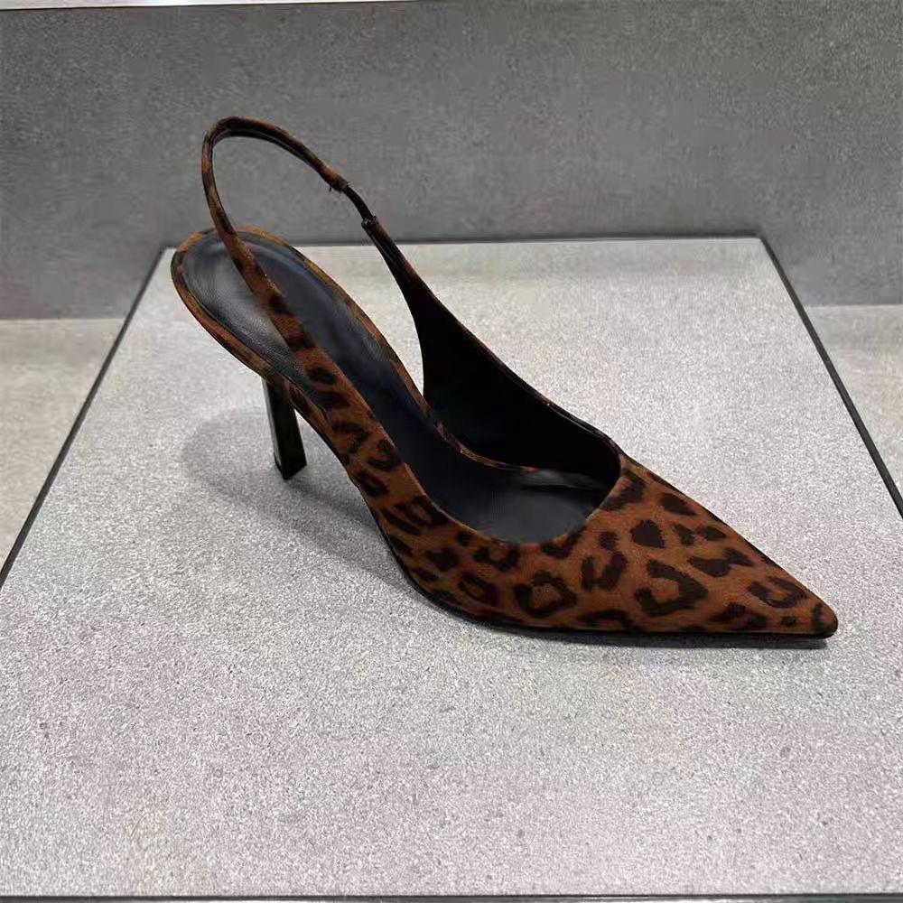 Niche French-style Leopard Print Closed-toe Sandals, Fairy Shoes, 2025 New Spring-summer Elegant High-heeled Shoes_vogvips.com