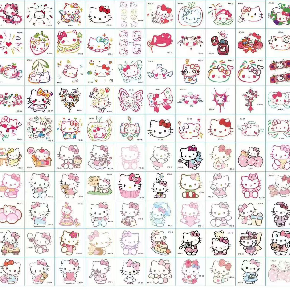 Color Kitty gato tatuaje impermeable lavable no tóxico niña de larga duración de dibujos animados lindo pegatinas personaje piel hermosa