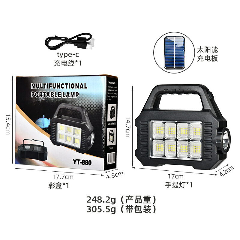 Lámpara solar al aire libre luz LED portátil multifuncional reflector linterna recargable portátil