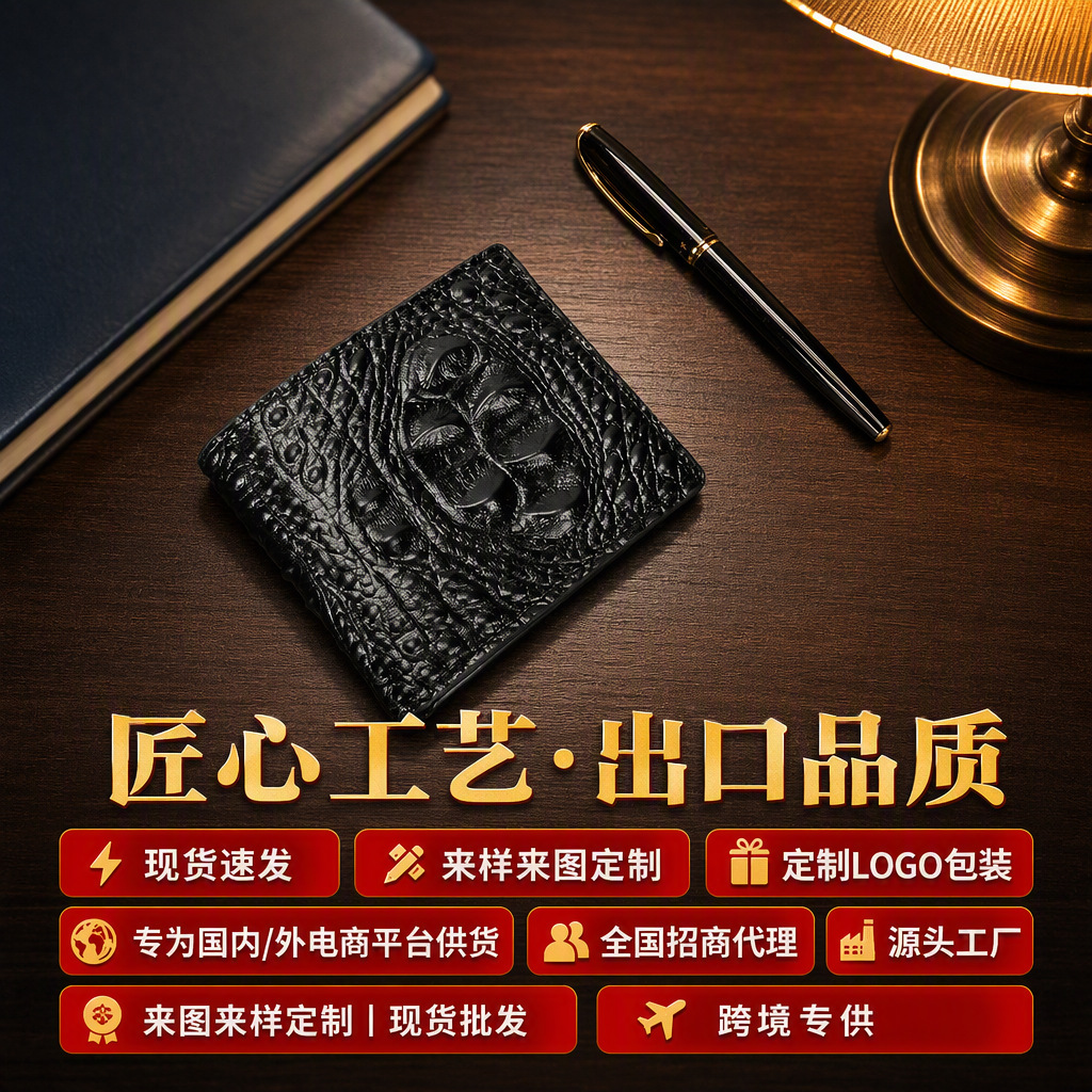 Men's Wallet Alligator Wallet Business Large Capacity Handmade genuine goods Wallet PU Leather Multi Card Holder for Men Wholesale