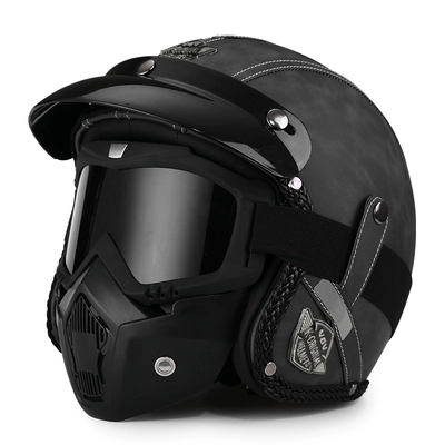 Motosiklet dəbilqələri — and winter pedal 3/4 helmet - m-light-gray-style-mirror-set-leave-a-message-to-change-to-a-transparent-mirror-free-brim-face-towel