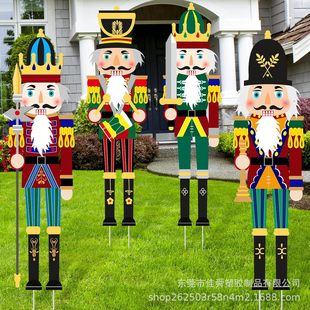 2025 Cross-Border New Christmas Floor Insert Outdoor Courtyard Nutcracker Decoration Party Hollow Board Sign