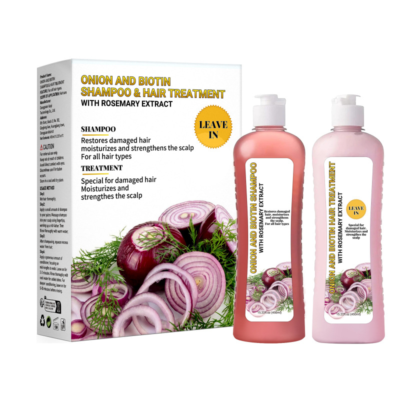 Transfronterizo no estándar cebolla biotina nutrimiento raíz cabello cuero cabelludo brillante cabello romero set champú image 10