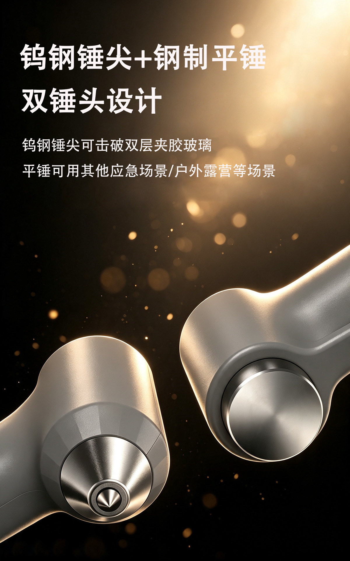 Upgraded Car Safety Hammer, Tungsten Steel, Capable of Breaking Double-Layer Laminated Glass, Escape and Rescue Fire Emergency Window Breaker