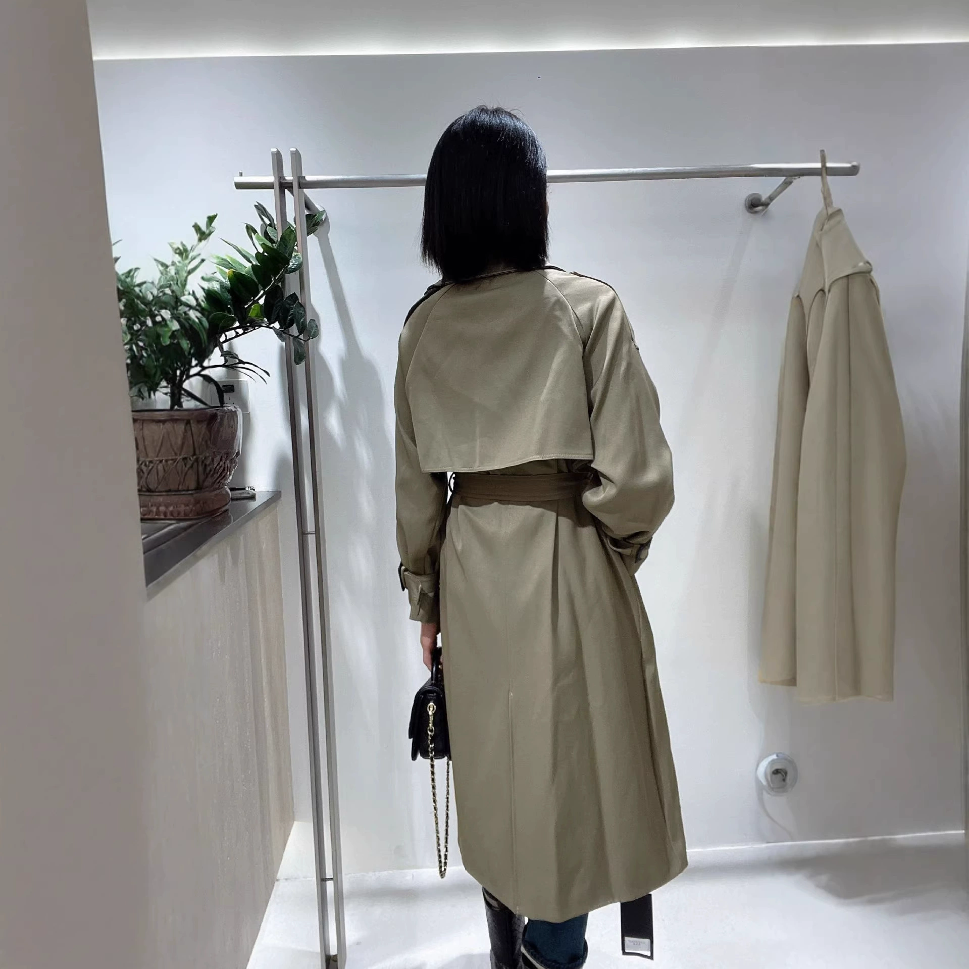 Зеленое осеннее тренч-coat, жакет, британский стиль, для подростков, облегающий