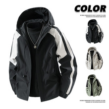 跨境爆款外贸男士重磅大码休闲连帽夹克潮流时尚拼色280斤大体重