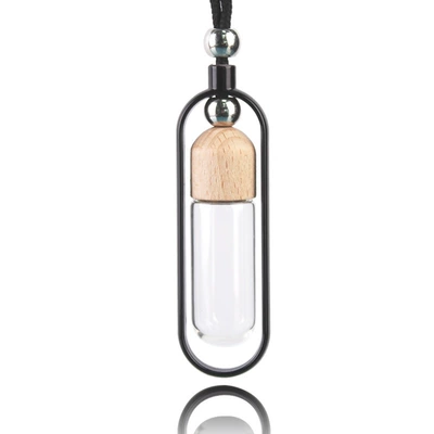 Small Round Car Perfume Bottle Pendant, Hanging Car Fragrance Essential Oil Diffuser Bottle, Car Hanging Ornament (Car hanging) - 7ml-black-round-car-air-freshener