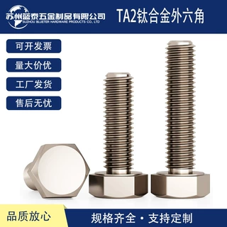 TA2钛合金外六角螺丝 纯钛螺丝钉螺栓钛螺钉 六角螺栓M4M5M6M8M10
