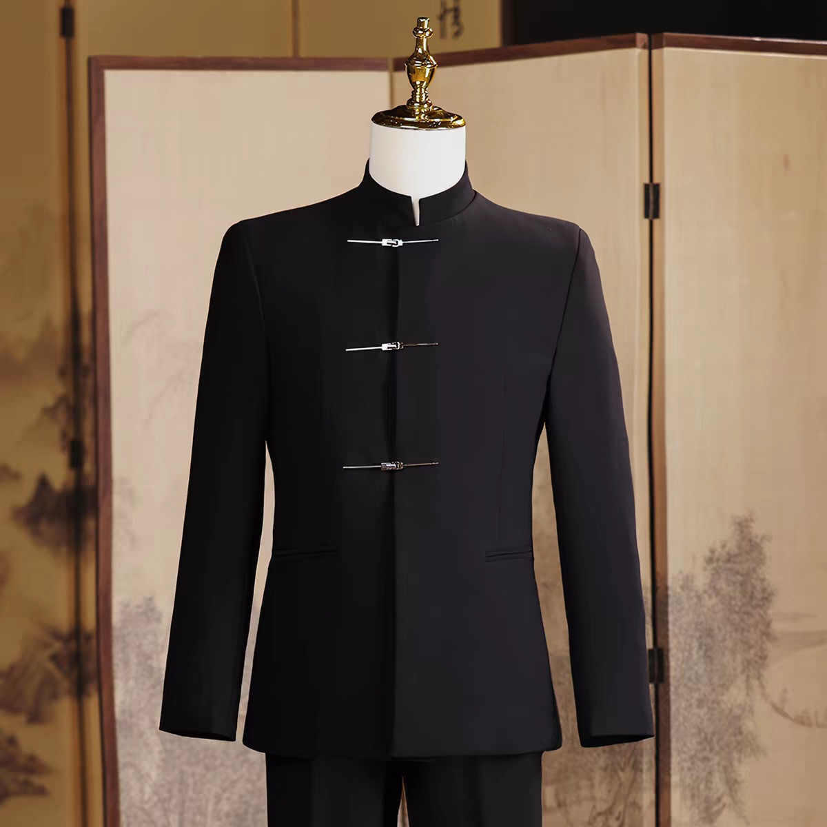 TGH Men's New Chinese Style Suit for Weddings and Engagements, High-End Style, Traditional Chinese Style, Metal Frog Buttons, Zhongshan Suit Manufacturer Wholesale