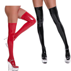 廠家外貿歐美情趣內衣成人襪 2色閃亮漆皮油亮大腿皮襪亮光襪子