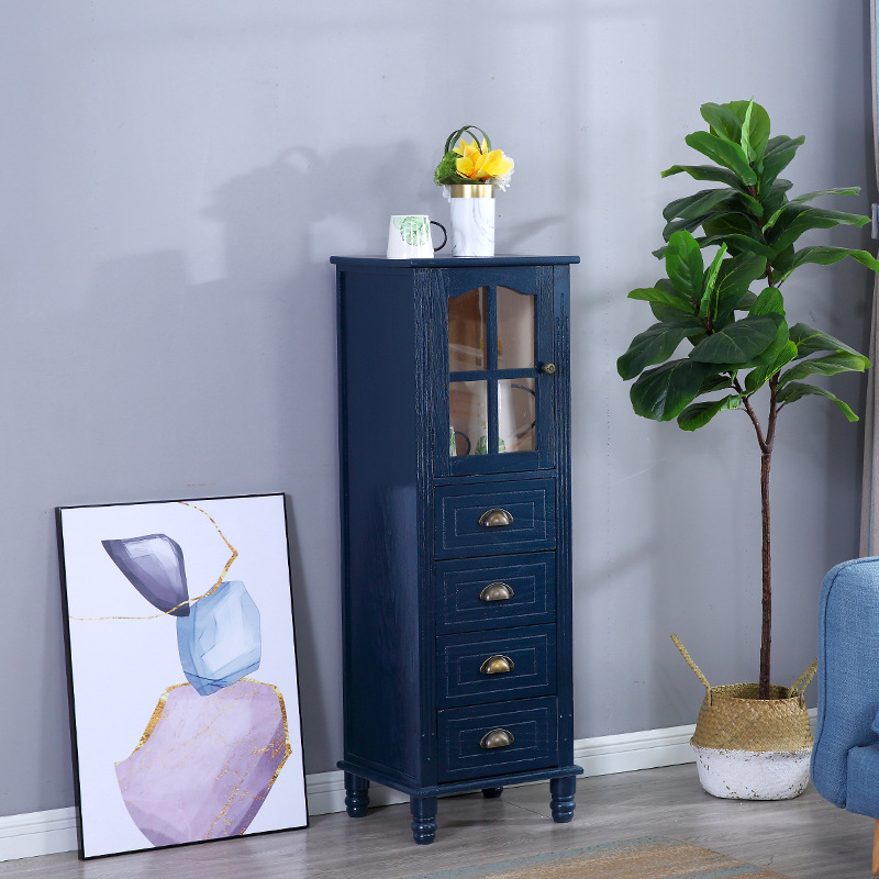 American retro meseta de cabecera de madera sólida hendidura pequeño vinícola tipo cajón 40CM gabinete de almacenamiento TV sala de estar vertical