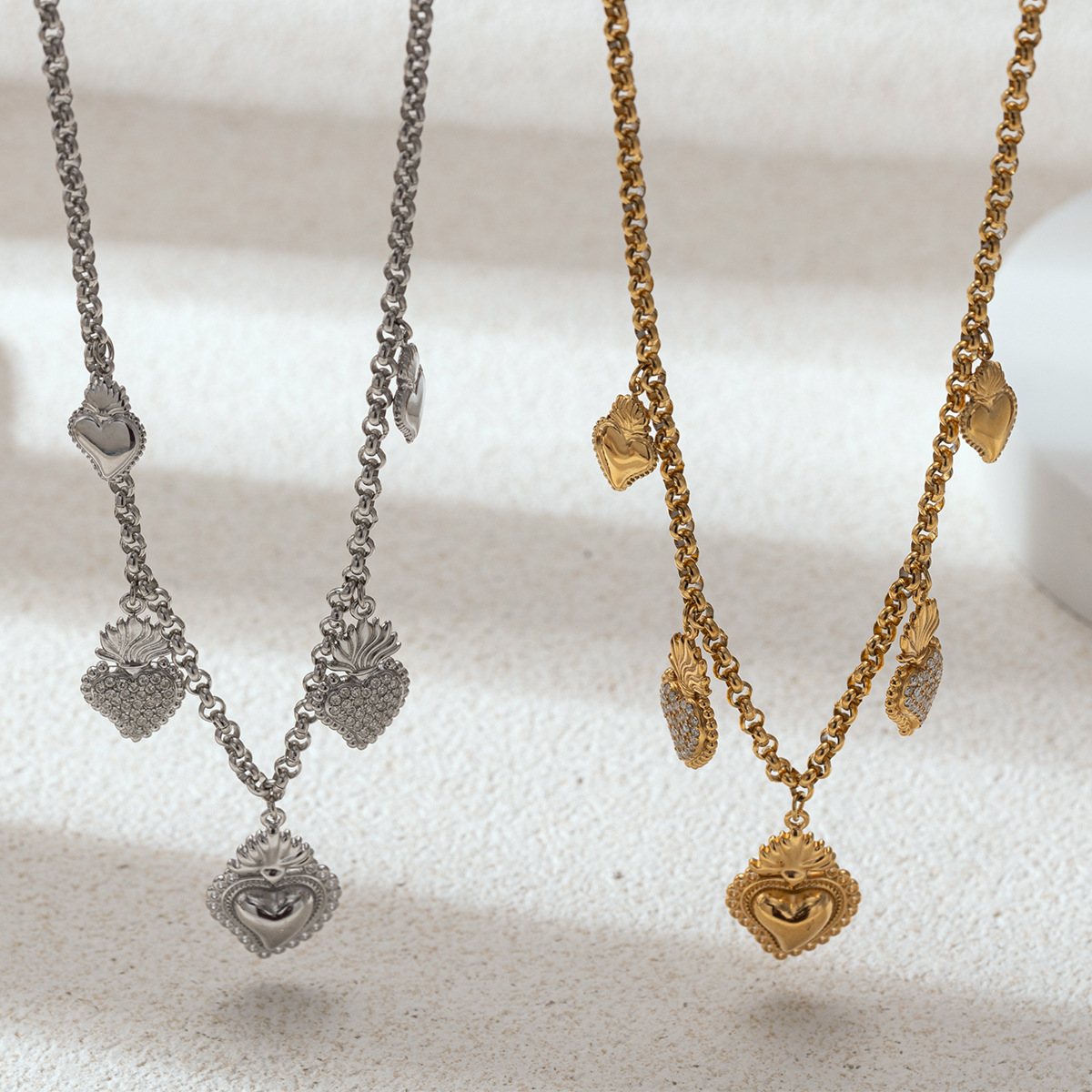 Tiana Europa y los Estados Unidos transfronterizos collar de amor de acero inoxidable nicho universal colgante de diamante de corazón de melocotón no se desvanece joyas