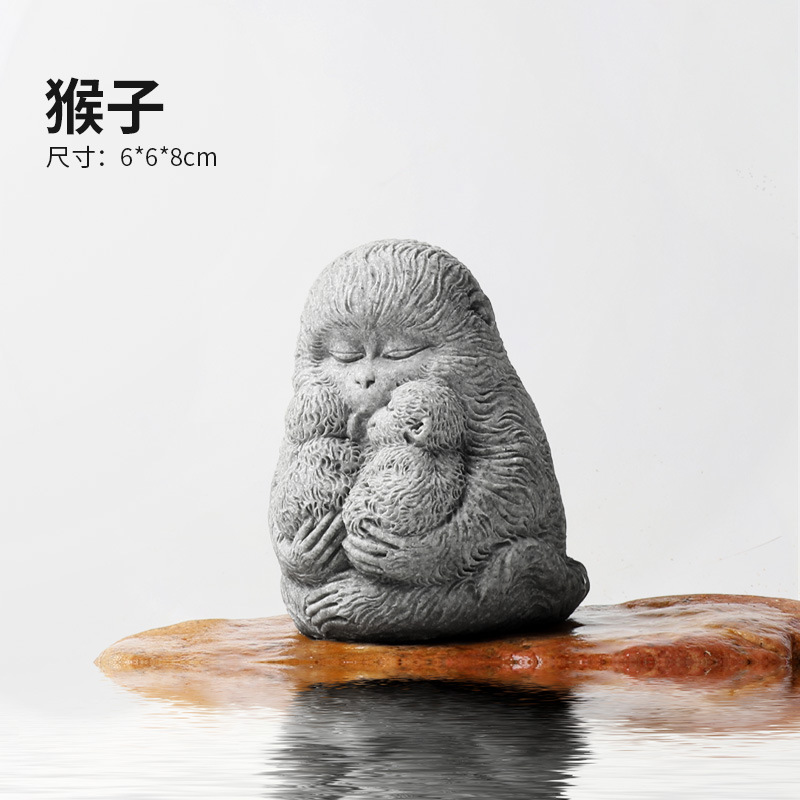 Pecera Arenisca azul Arenisca Dibujos animados Decoración de paisaje de bonsai de león Hippo Decoración de micropaisaje Tallado a prueba de piedra