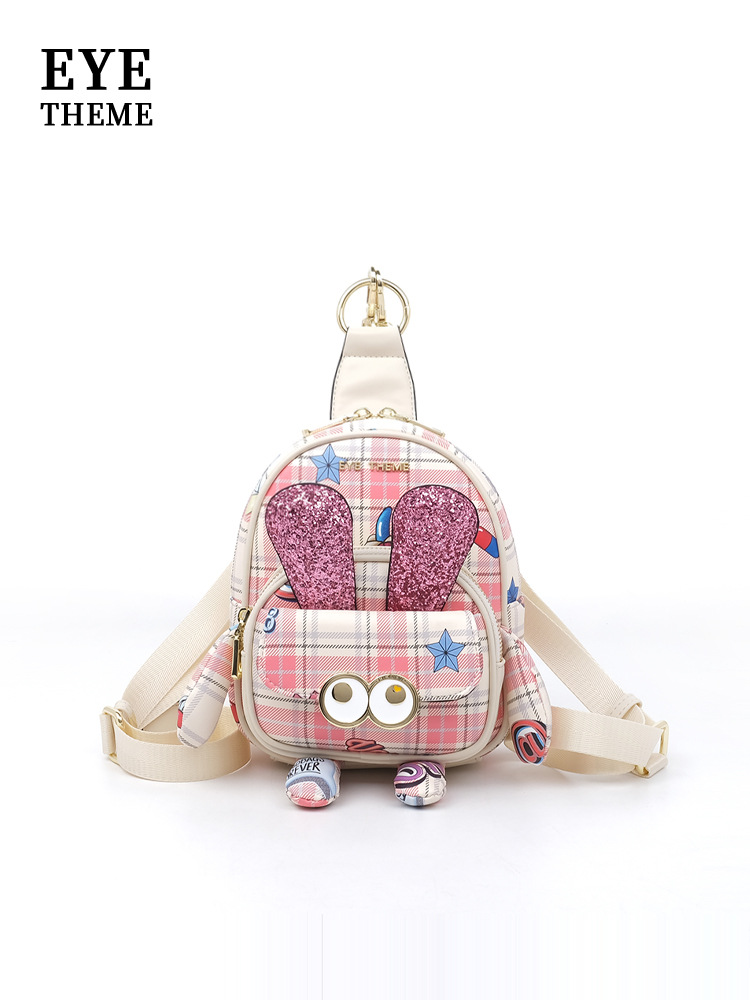 Mujer multipropósito diseño rosa mochila mini encantadora impresión bolsa de pecho cambiante 2688 #