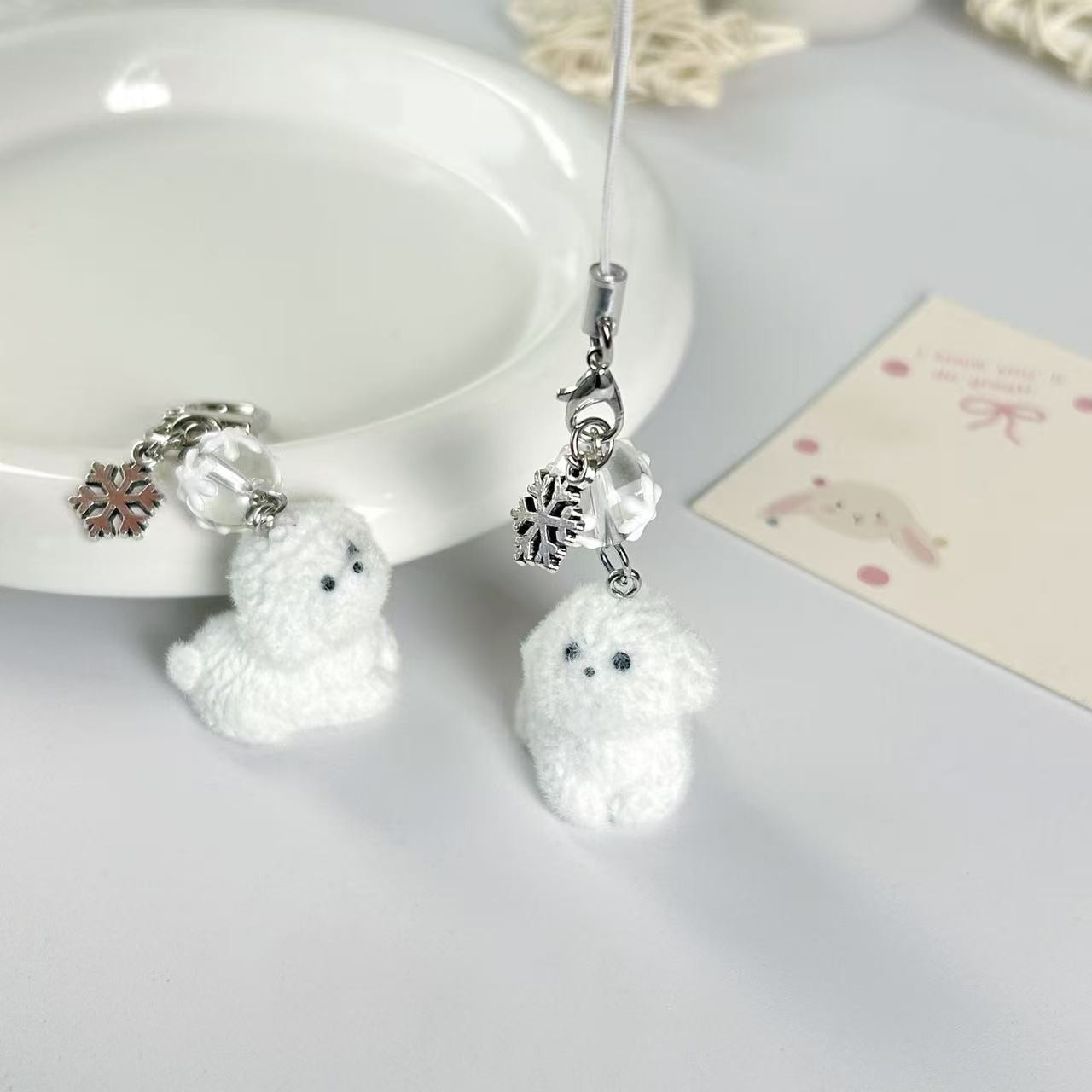 Cute and Soft Plush Dog Phone Lanyard Car Keychain AirPods Pendant Chain Key Decoration