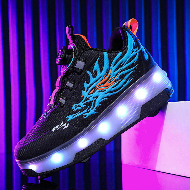 Original head manufacturers four-wheel heelloom shoes for boys and students pulley with brake flying shoes fashion hidden skates for girls