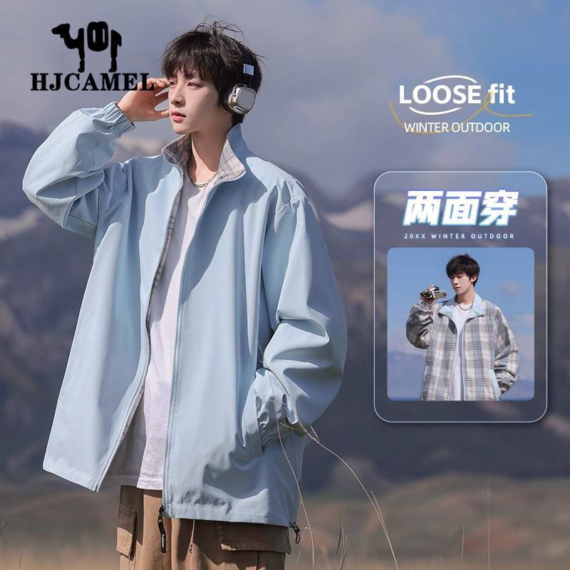 Camel HJCAMEL Double-sided Jacket Jacket Men's Spring and Autumn American Style Fashion Brand Work Laps Sports Clothes Camel HJCAMEL Double-sided Jacket Jacket Men's Spring and Autumn American Style Fashion Brand Work Laps Sports Clothes