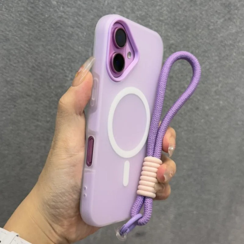 Suitable for Apple 16Promax Magnetic Phone Case with Lanyard Wrist Strap Iphone15 New 17 All-Inclusive 14 Sets