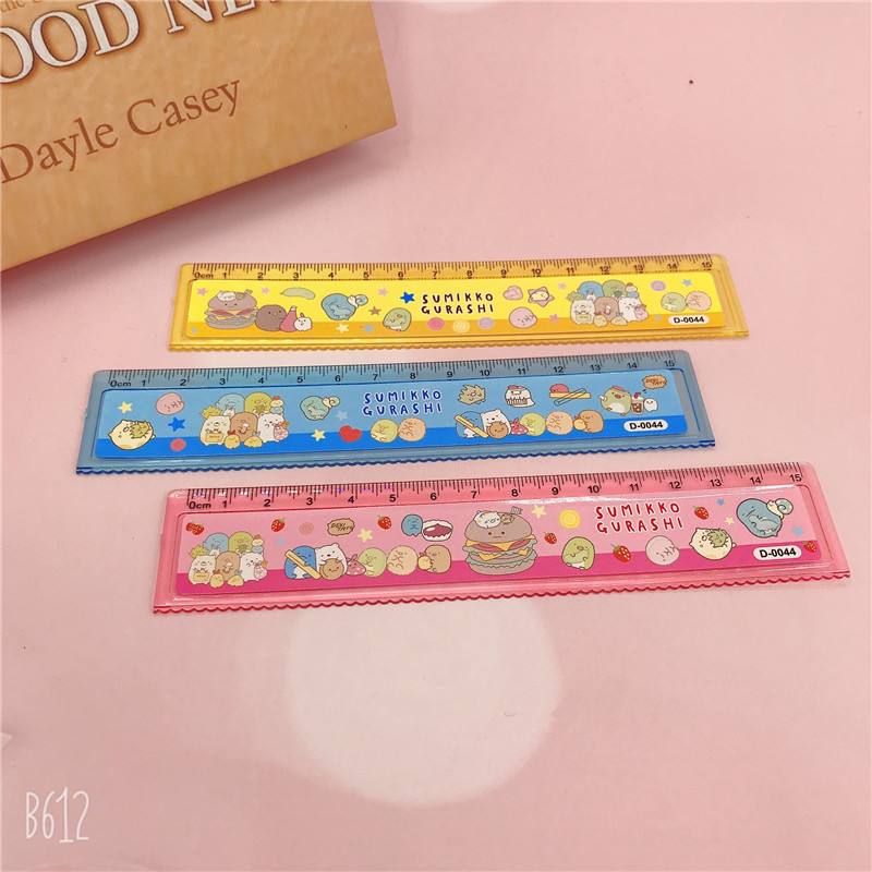 구석자 창의 아크릴 투명 구석생물 15cm 파도자 학생용 직선자