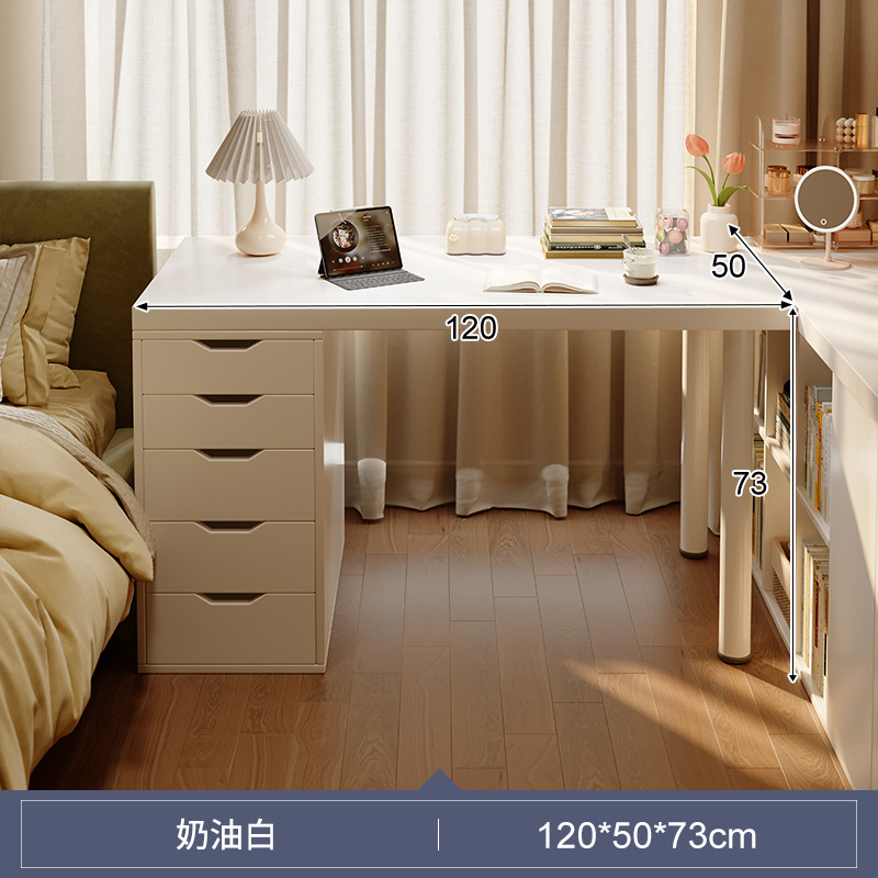 Escritorio de dormitorio de estilo crema, tocador, escritorio de hogar integrado, escritorio de computadora, escritorio de estudio de oficina para niñas, banco de trabajo