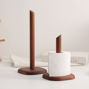 Cross-border Ebony Vertical Kitchen Dining Table Roll Paper Holster Tissue Rack Punch-free Black Walnut Color Wooden Storage Rack