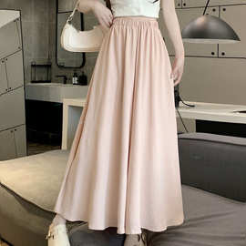 慵懒白色半身裙女夏季2025新款韩版宽松高腰休闲垂感宽松阔腿裙裤