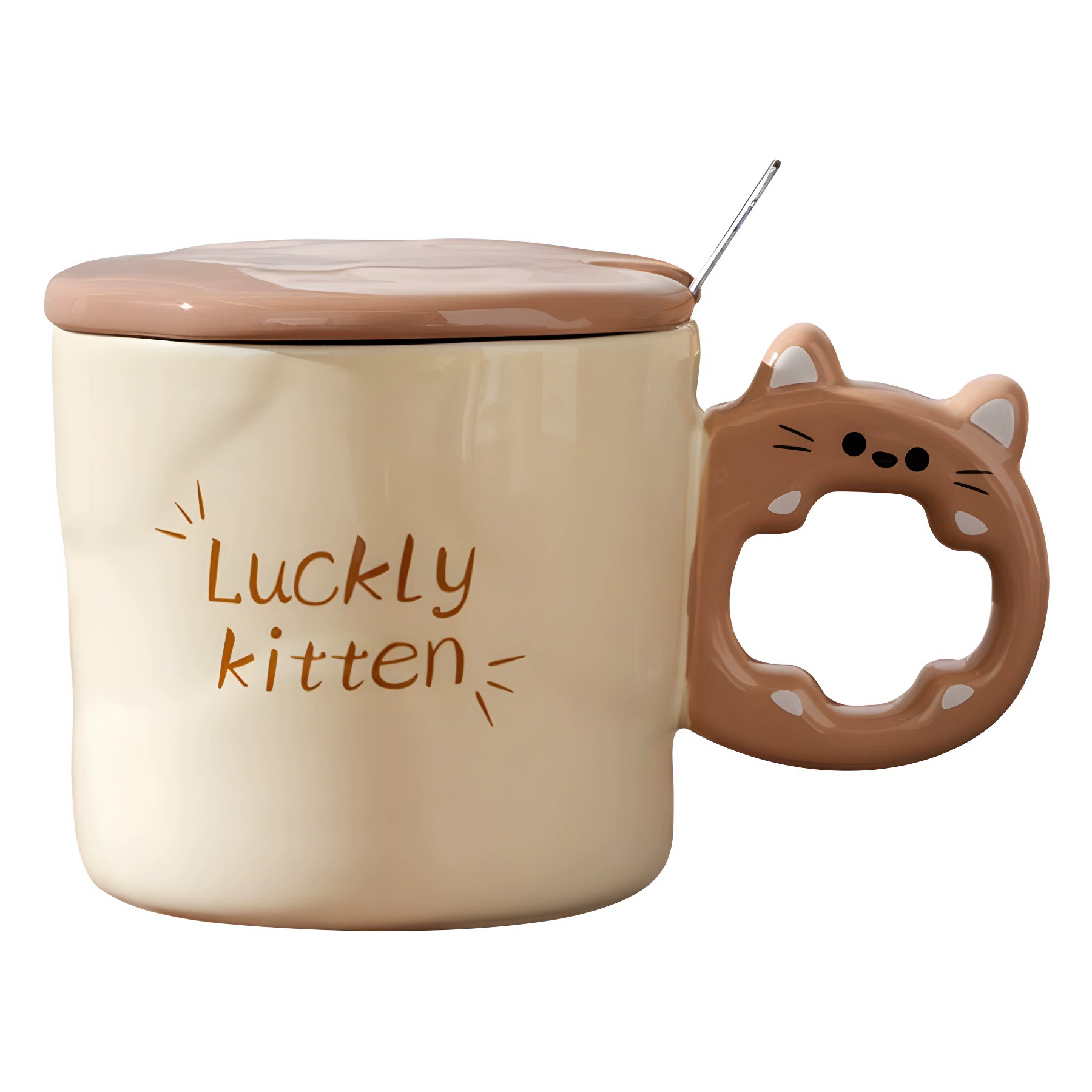 Ceramic capacious creative tea cup, English letters, for beloved, Birthday gift