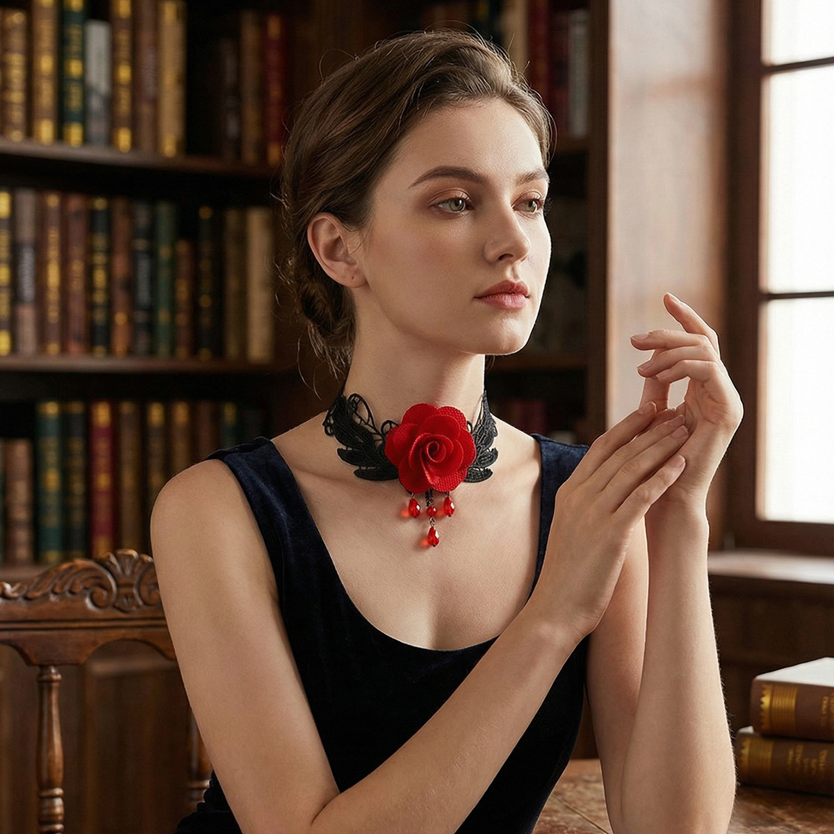 chocker Cross-border Gothic Rose Necklace Vintage European and American Lace Short Collar Accessories