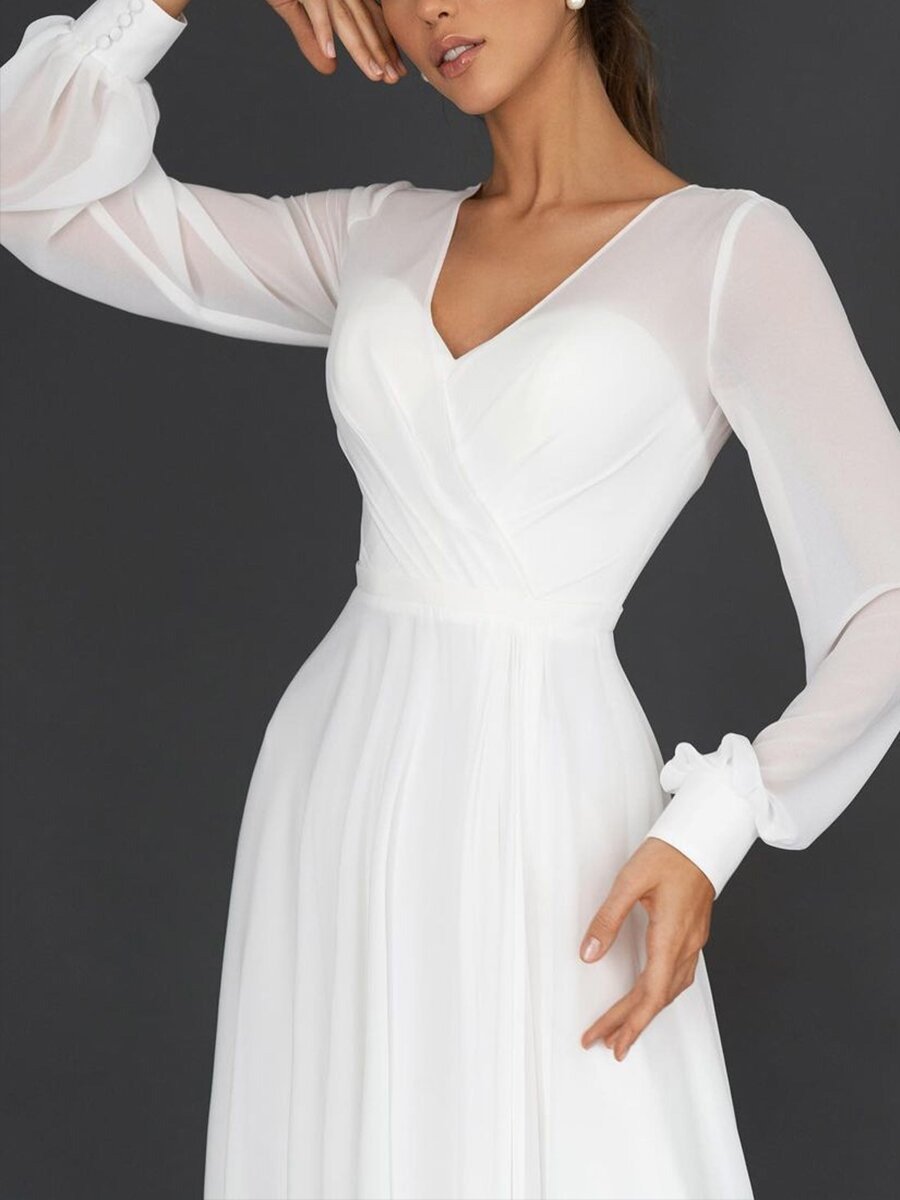 Vestido Largo de Mujer Primavera/Verano 2021, Estilo Europeo y Americano, Vestido de Gasa con Mangas Largas y Corte Evase, Sexy