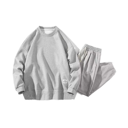 Men's Spring Heavyweight Checkered Sweatshirt and Sweatpants Set, Unisex Plus Size Casual Outfit