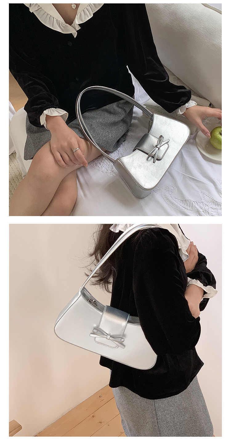 Borsa a tracolla singola rossa da donna 2024, nuova versione coreana, alla moda, minimalista, con fiocco sottobraccio_voghion.com