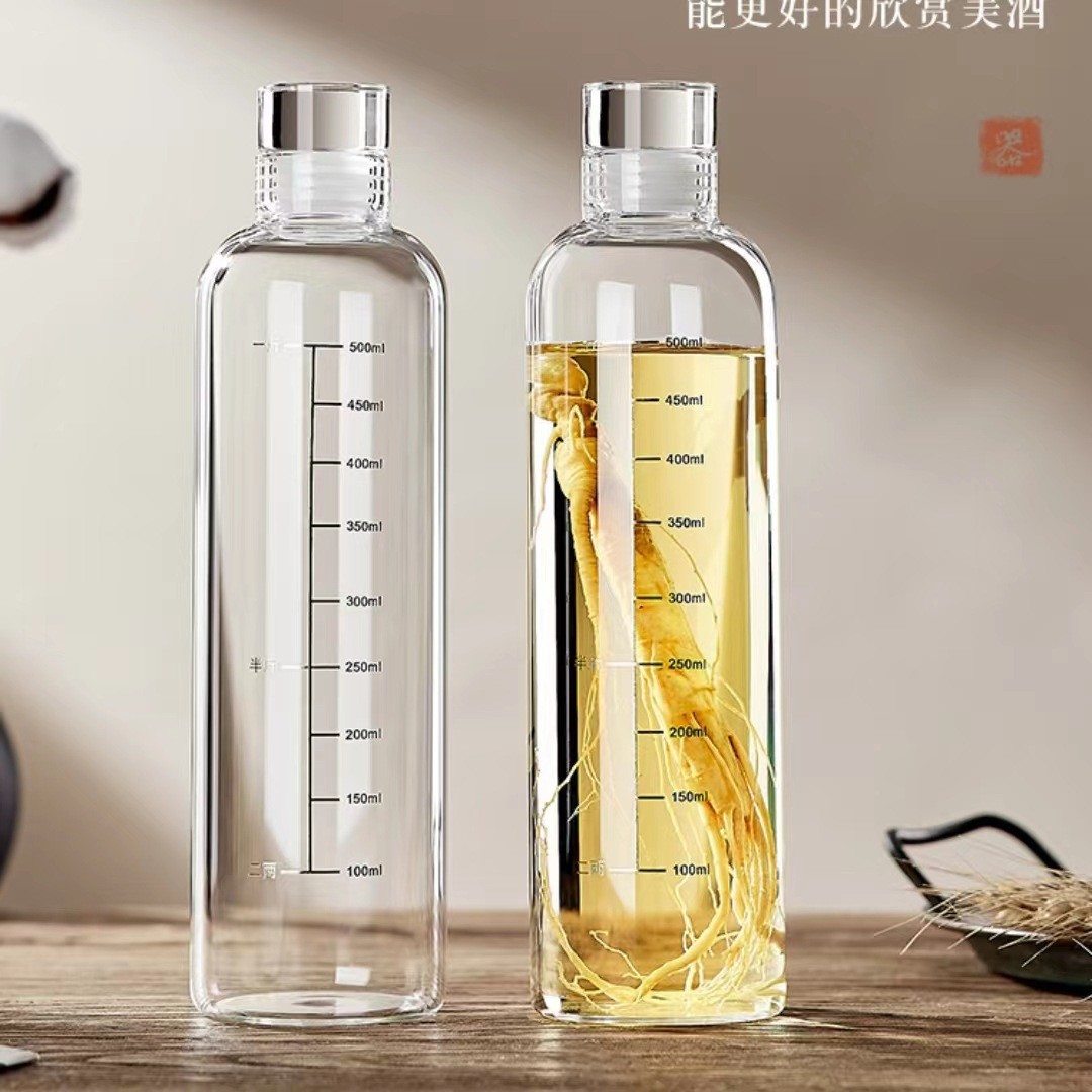 玻璃酒瓶密封高硼硅人参鹿茸泡酒瓶500ml食品级白酒储酒器350便携