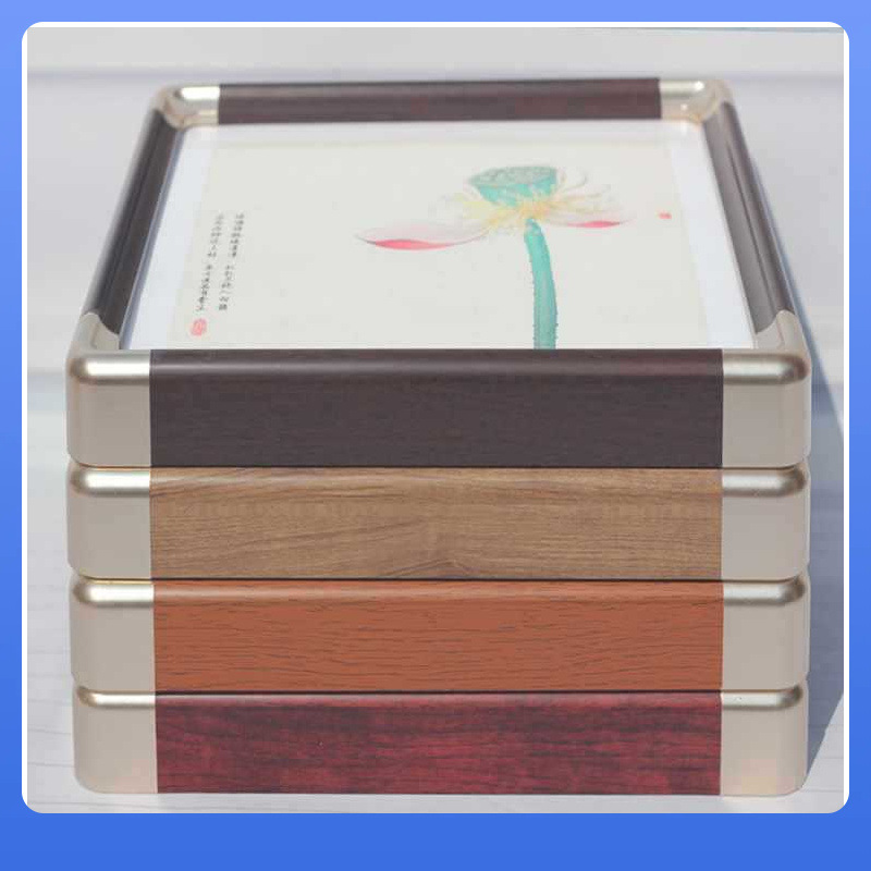 ✅ Square Imitation Solid Wood Picture Frame Abs Copper Corner Photo Frame Large Size New Chinoiserie Decorative Photo Frame Factory Direct Sale