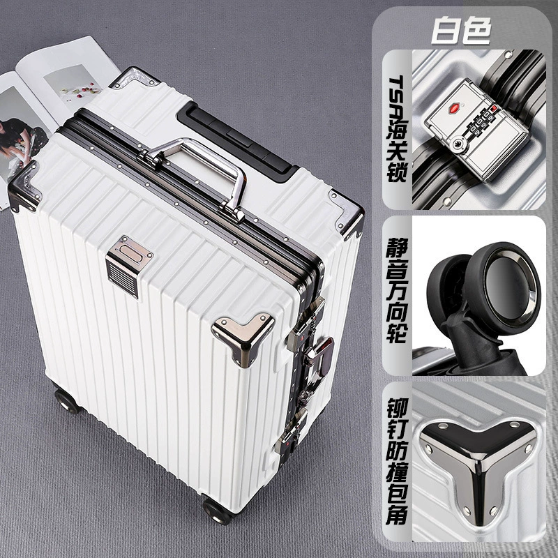 Capacious suitcase on wheels for men and women