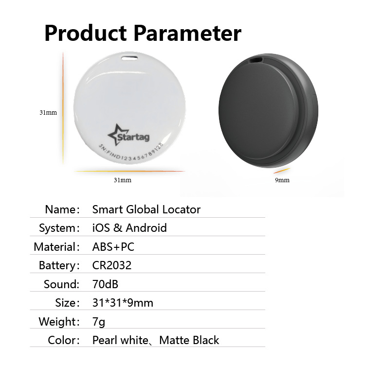 Dual System New Positioning Device Applicable to Air Tag Anti-Loss Device Unlimited Distance Bluetooth Round Positioning Tracker