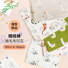 40s精梳印花棉毛布 a类儿童枕套纯棉布 睡袋全棉双面布针织面料