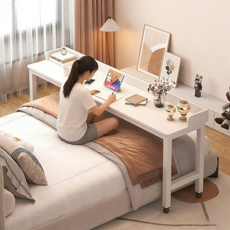 Mobile Cross-Bed Desk for Small Apartments, Home Use, Lazy Bedroom Computer Desk, Rental Room Student Desk, Long Table