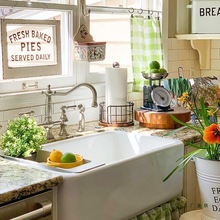 美式陶瓷水槽单槽台下盆出口厨房家用嵌入大号水池一体洗菜盆厨柜